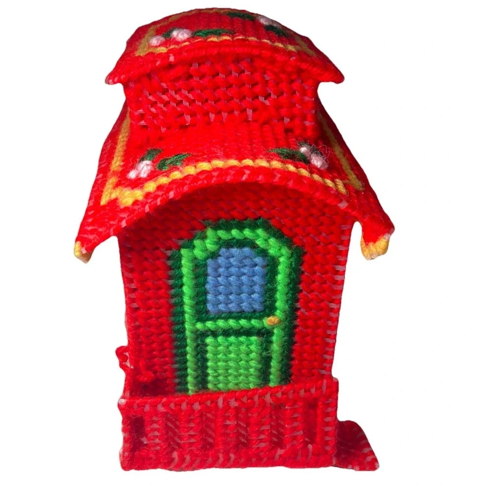 Handmade Needlepoint Christmas Train Plastic Canvas